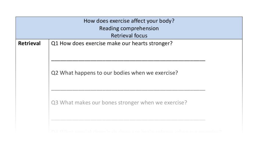 Reading comprehension - retrieval - How does exercise affect your body
