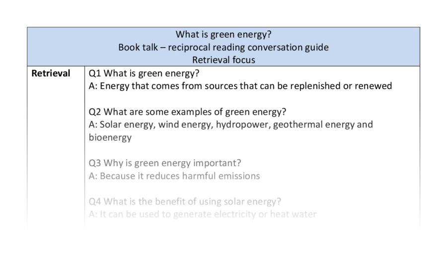 Reciprocal reading - retrieval - What is green energy