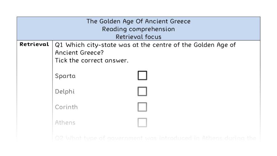 Reading comprehension - retrieval - The Golden Age Of Ancient Greece
