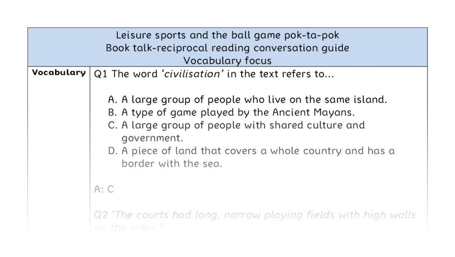 Reciprocal reading-vocabulary-Leisure sports and pok-ta-pok
