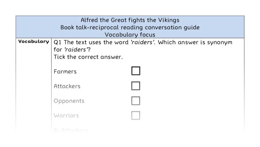Reciprocal reading - vocabulary - Alfred the Great fights the Vikings