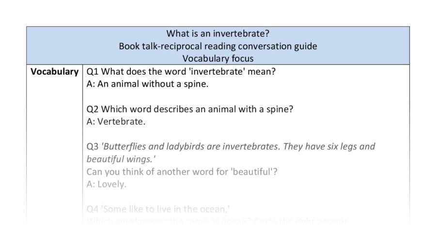 Reciprocal - vocabulary - What is an invertebrate