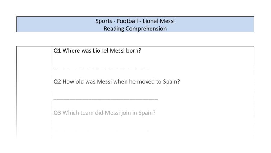 Reading Comprehension - Lionel Messi - Retrieval Focus
