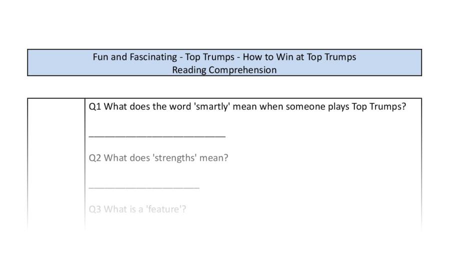 Reading Comprehension-VRSIPE-How to Win at Top Trumps