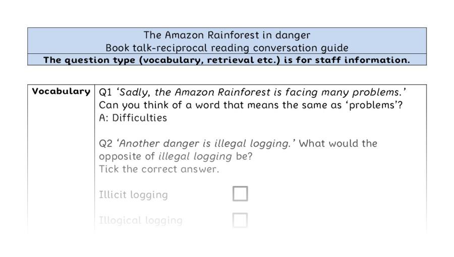 Reciprocal reading VRSIPE - The Amazon Rainforest in danger