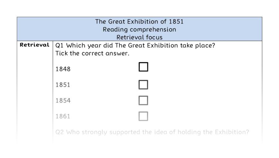 Reading comprehension - retrieval - The Great Exhibition of 1851