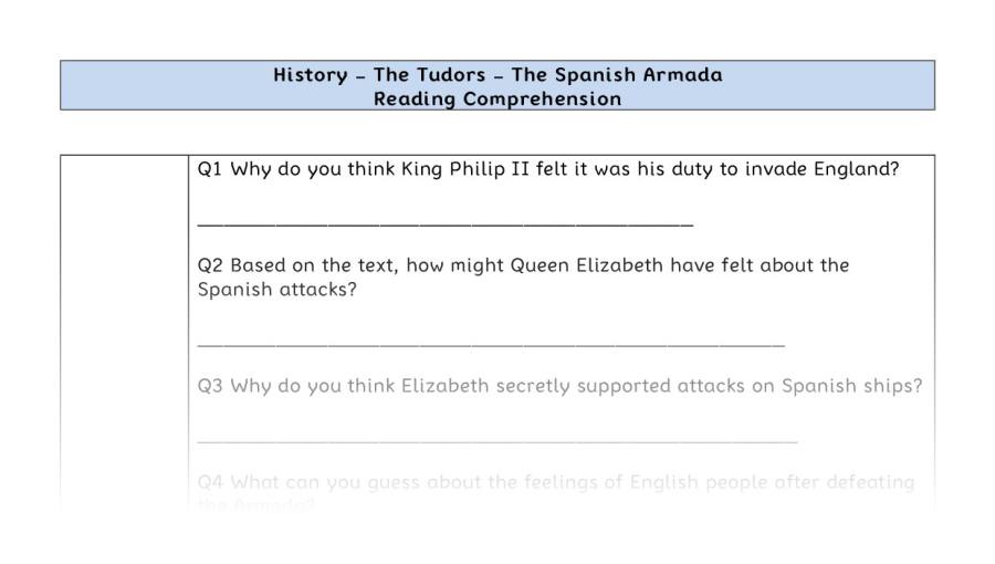 Reading Comprehension-The Spanish Armada-inference