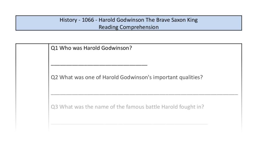 Reading Comprehension-Harold Godwinson The Brave Saxon King-retrieval