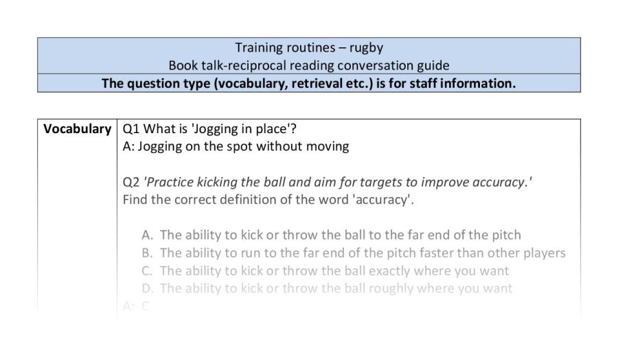 Reciprocal - VRSIPE - Training routines - rugby