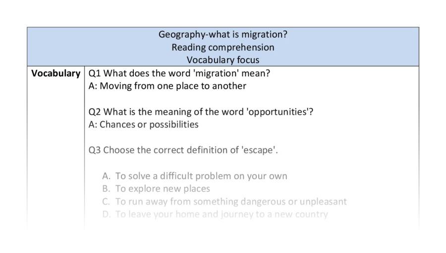 Reading comp-vocabulary-what is migration