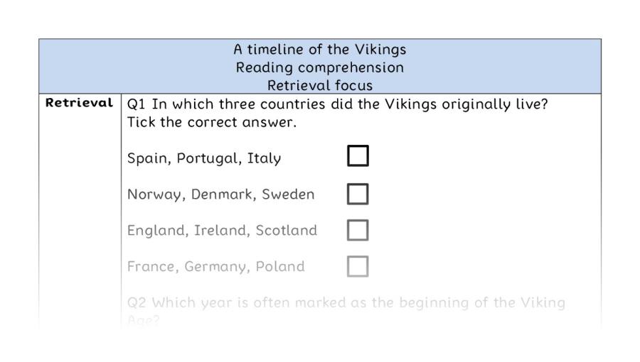 Reading comprehension - retrieval - A timeline of the Vikings