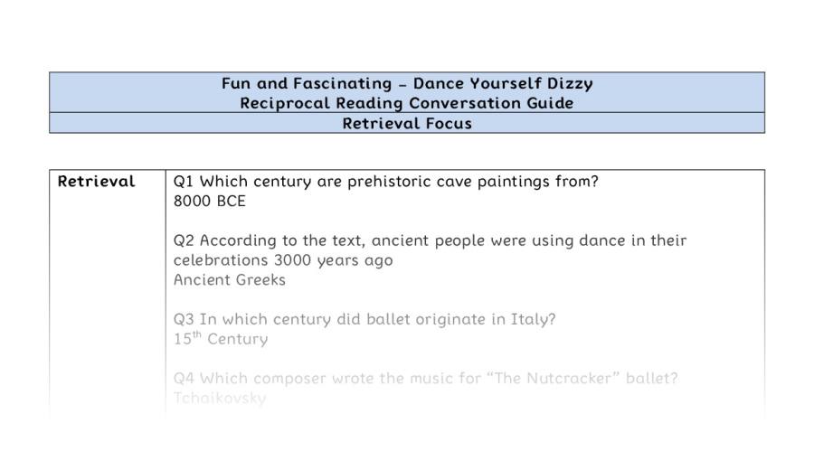 Reciprocal Reading Conversation - Dance Yourself Dizzy - Highlight Series 2 - Retrieval Focus