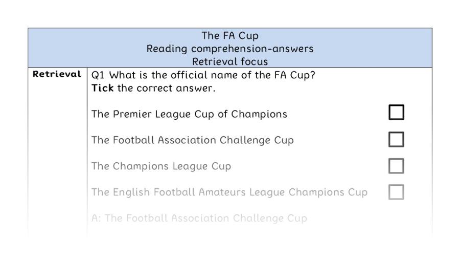 Reading comprehension - retrieval - The FA Cup - answers