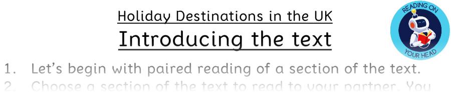 Teaching slides - Holiday Destinations in the UK - VRSIPE Focus