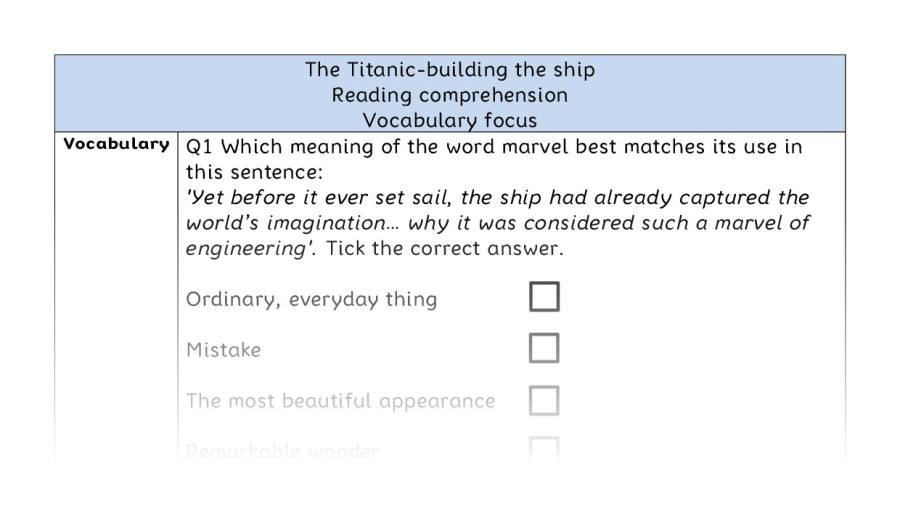 Reading comprehension - vocabulary - The Titanic-building the ship