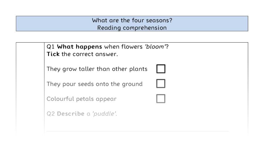 Reading comp - VRSIPE - What are the four seasons