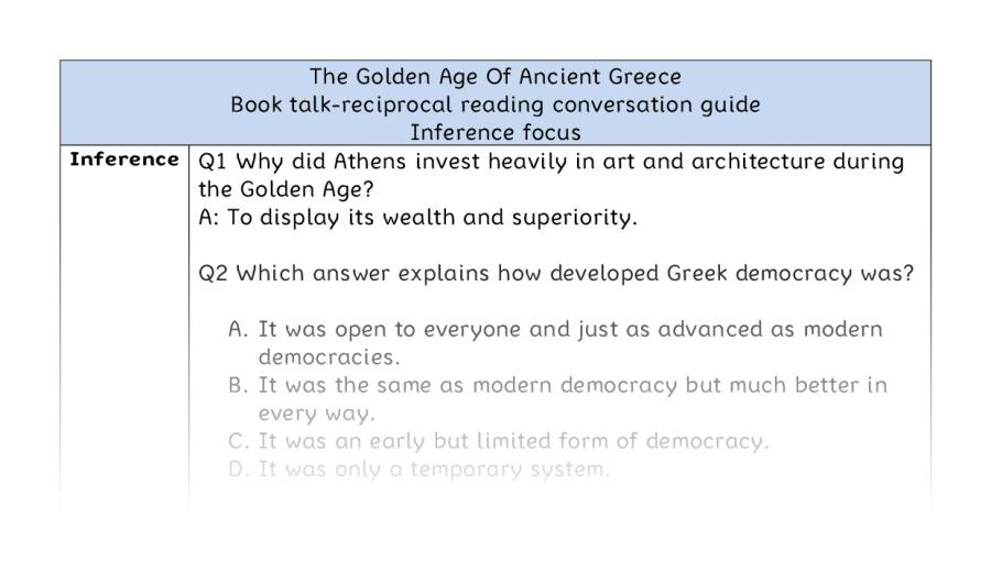 Reciprocal reading - inference - The Golden Age Of Ancient Greece