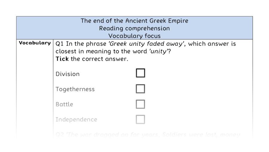 Reading comprehension - vocabulary - The end of the Ancient Greek Empire