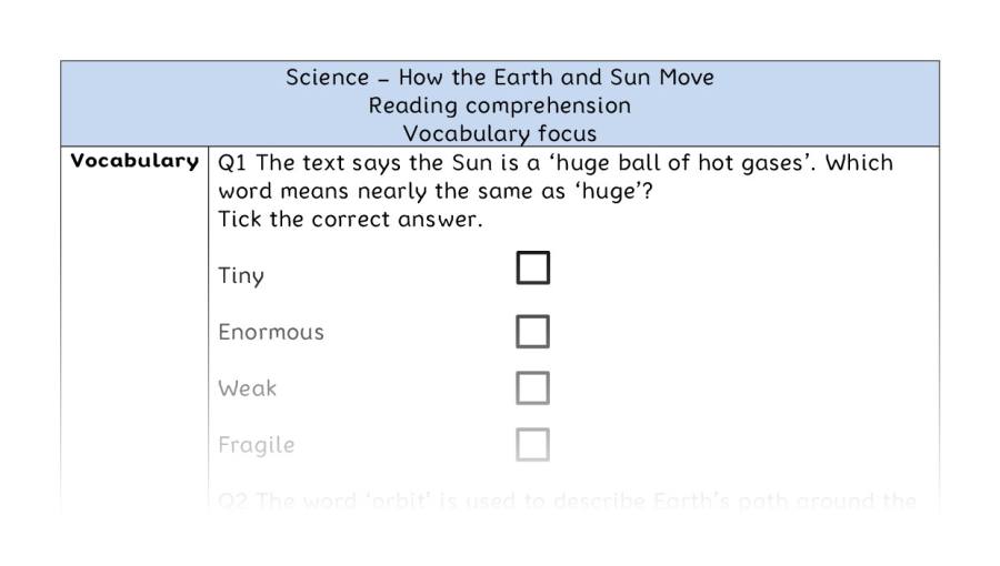 How the Earth and Sun Move - Reading Comprehension - Vocabulary Focus