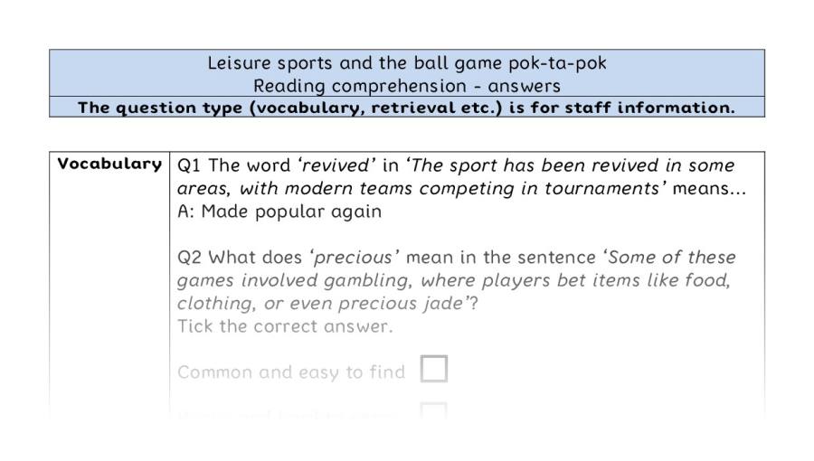 Reading comp-VRSIPE-Leisure sports and pok-ta-pok - answers