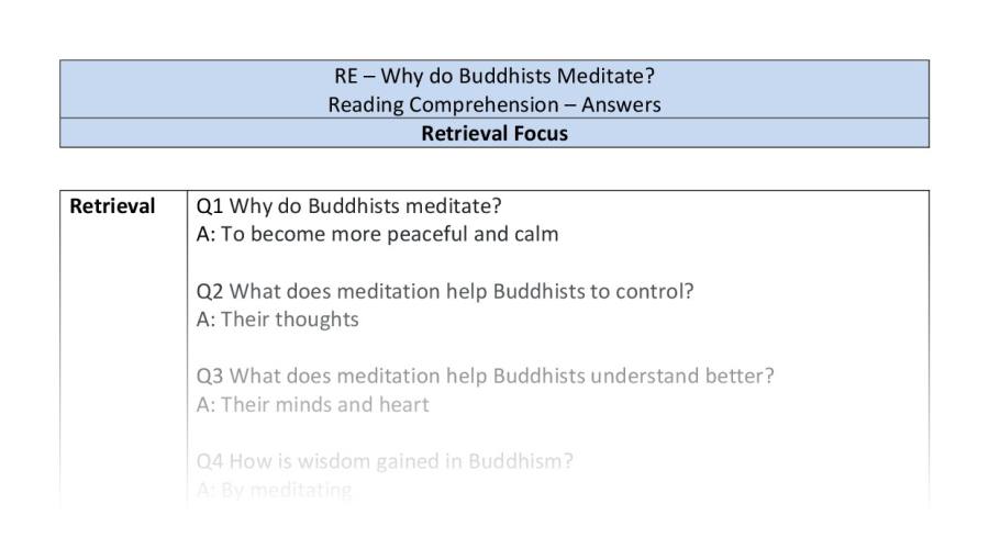 Reading Comprehension-Why do Buddhists Meditate-Retrieval Focus-answers