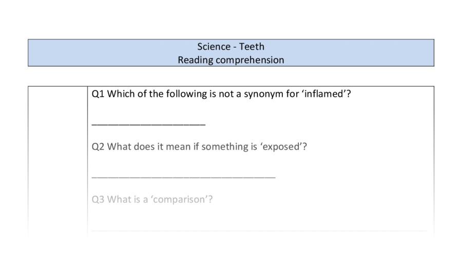 Reading comprehension-Teeth-VRSIPE