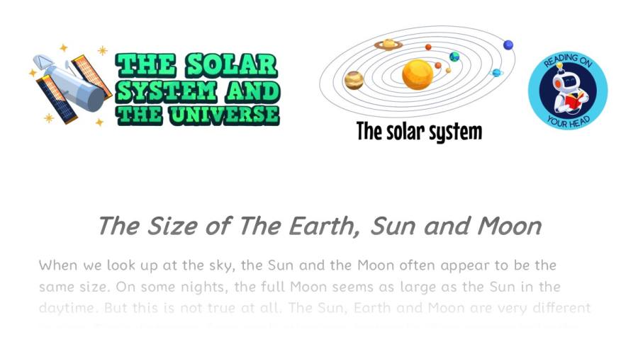 The Size of The Earth, Sun and Moon