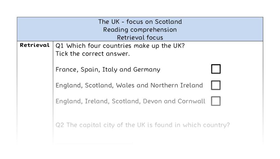 Reading comprehension - retrieval - The UK-focus on Scotland