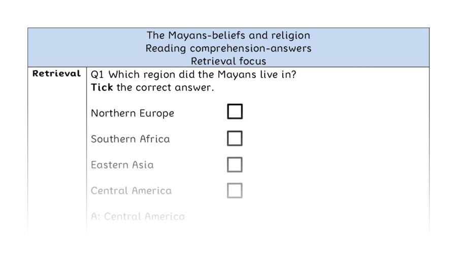 Reading comprehension - retrieval - The Mayans-beliefs and religion - answers