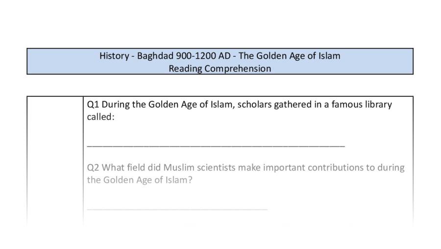 Reading comprehension - retrieval - The Golden Age of Islam