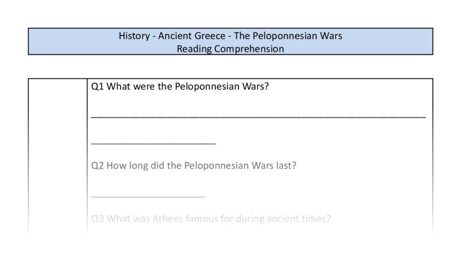Reading Comprehension-The Peloponnesian Wars-Retrieval Focus
