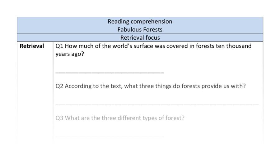 Reading comprehension-Fabulous Forests-retrieval