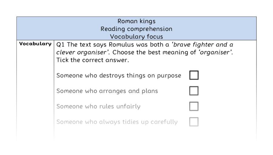 Reading comprehension - vocabulary - Roman kings