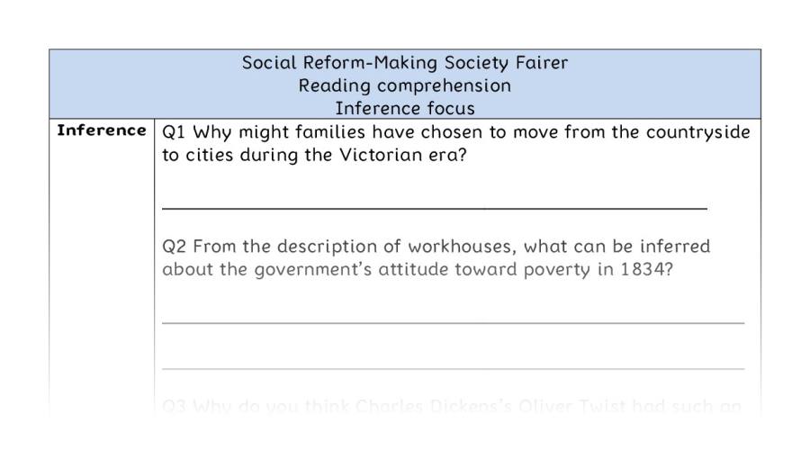 Reading comprehension - inference - Social Reform-Making Society Fairer
