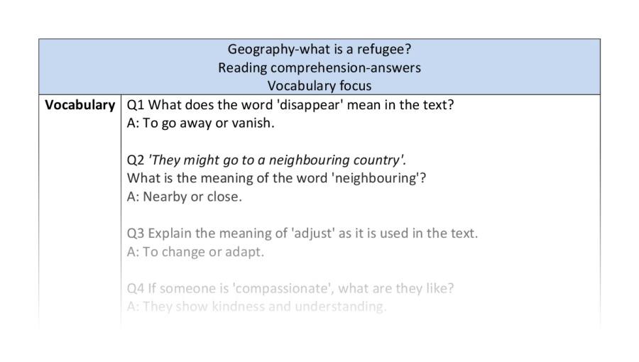 Reading comp-vocabulary-what is a refugee