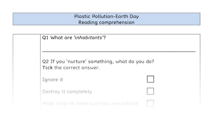 Reading comprehension VRSIPE-Earth day