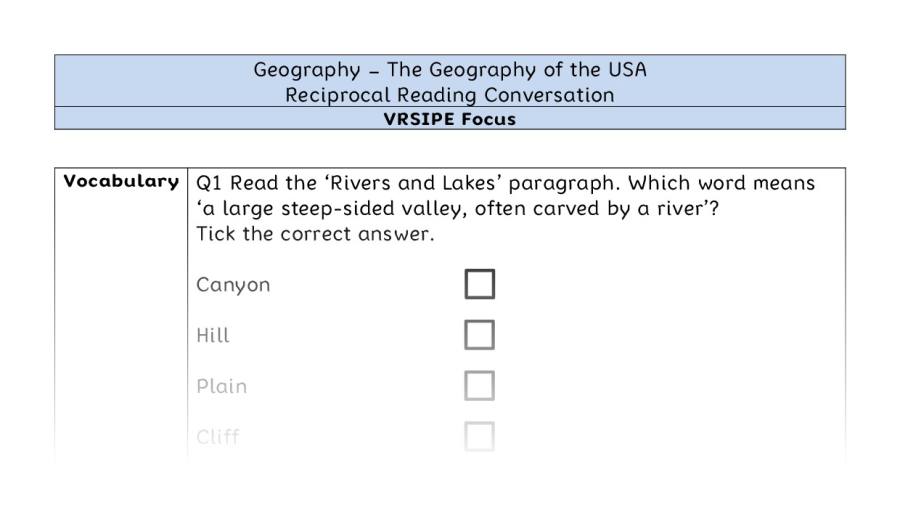 The Geography of the USA - Reciprocal Reading Conversation - VRSIPE Focus