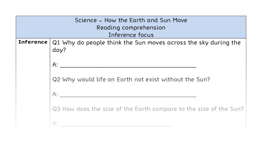 How the Earth and Sun Move - Reading Comprehension - Inference Focus
