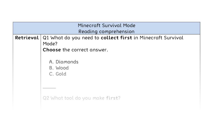 Reading comprehension-Minecraft Survival Mode-retrieval