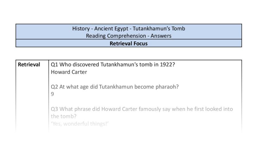 Reading Comprehension-Tutankhamuns Tomb-Retrieval Focus-answers