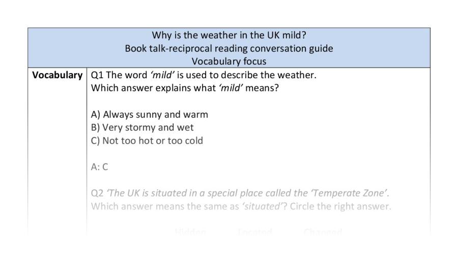 Recioprocal reading-vocab-Why is the weather in the UK mild