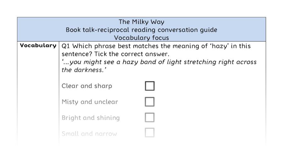 Reciprocal reading - vocabulary - The Milky Way
