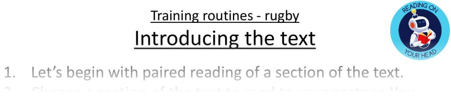 Teaching slides VRSIPE - Training routines - rugby