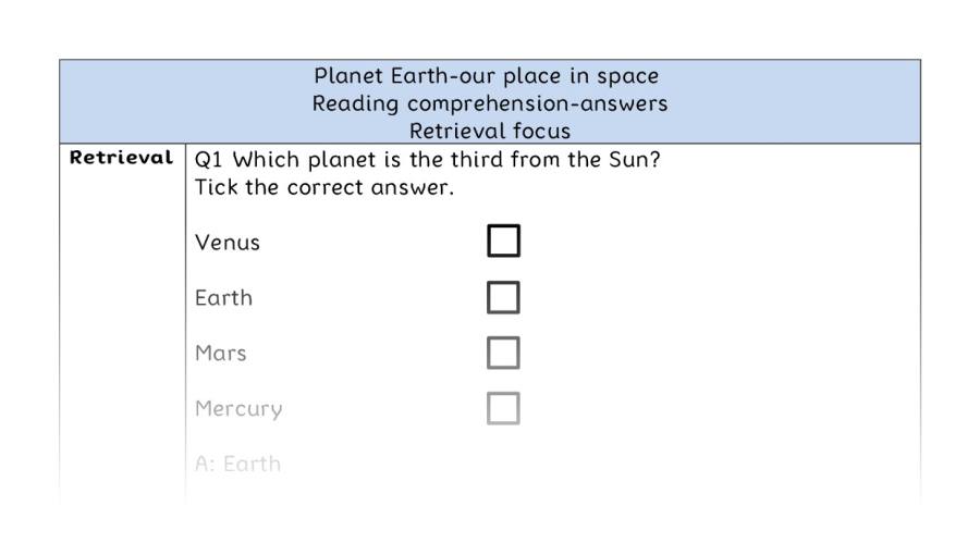 Reading comprehension - retrieval - Planet Earth-our place in space - answers