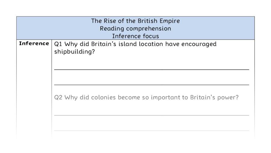 Reading comprehension - inference - The Rise of the British Empire