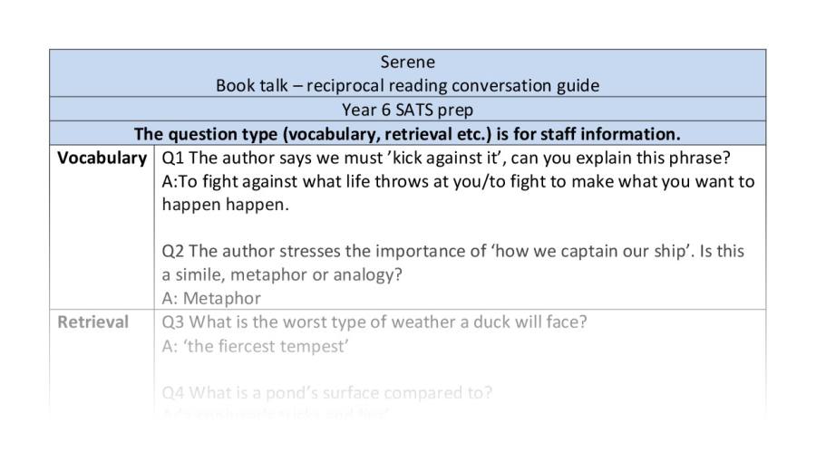 Reciprocal reading - VRSIPE - Serene