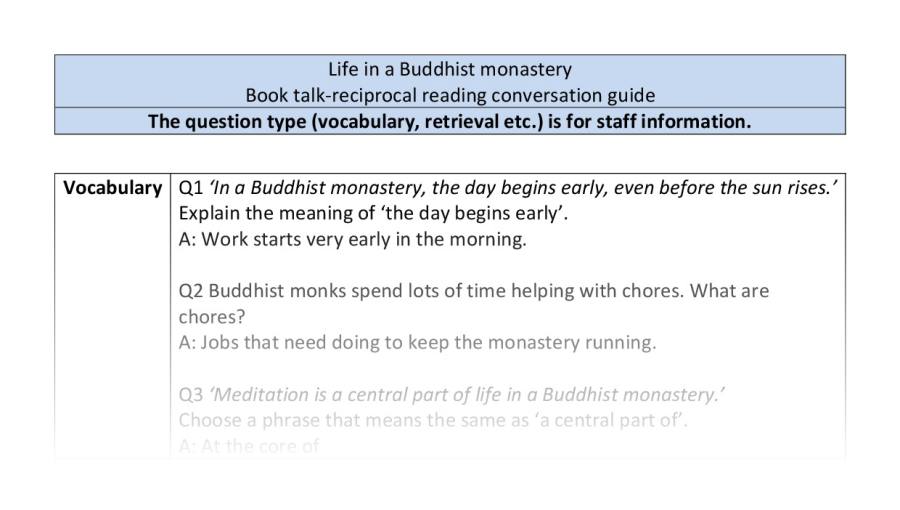 Reciprocal reading-VRSIPE-Life in a Buddhist monastery