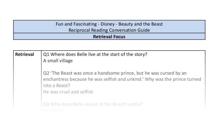 Reciprocal Reading Conversation - Beauty and the Beast (2017) A Tale as Old as Time - Retrieval Focus