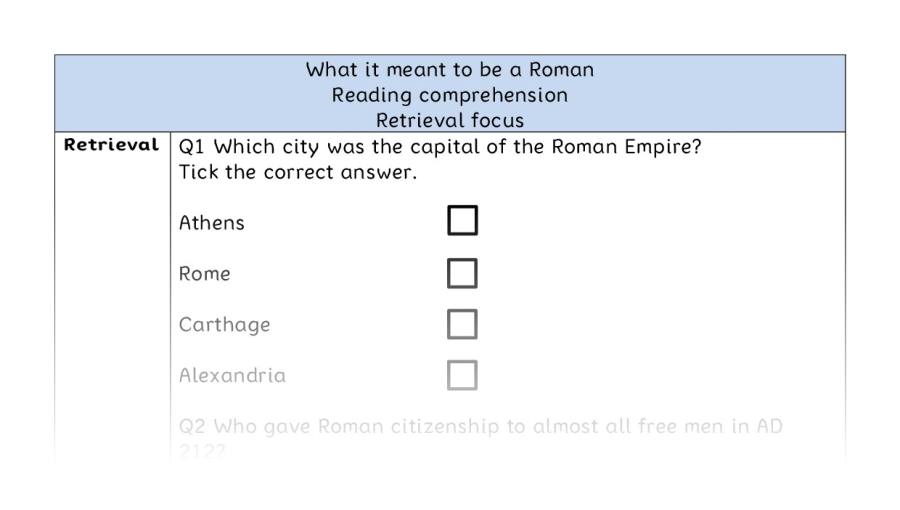 Reading comprehension - retrieval - What it meant to be a Roman