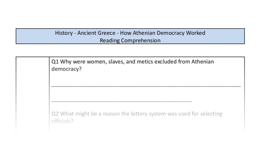 Reading Comprehension-How Athenian Democracy Worked-Inference Focus